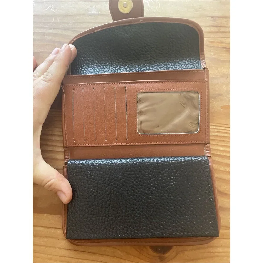 Dooney‎ & Bourke Genuine Leather Continental Clutch Wallet Black Pebbled Snap